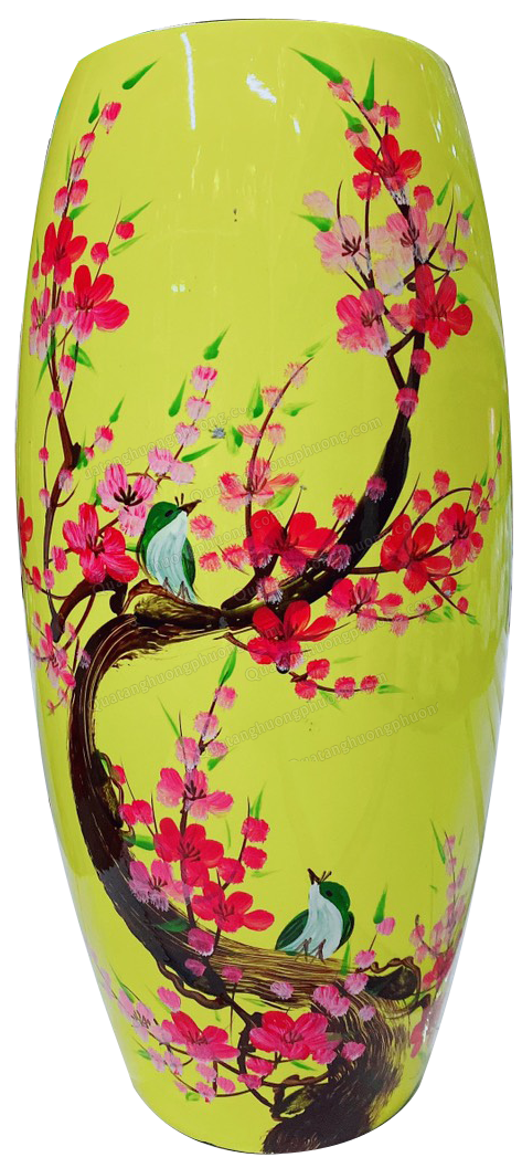 LỌ HOA CHIM ĐÀO TRẮNG